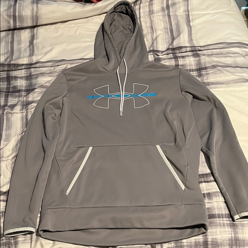 Under Armour Charcoal Hoodie with Aqua Logo